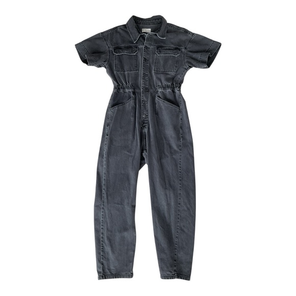 Free People Pants - Free People Denim Utility Jumpsuit Short Sleeve Zip Front XL